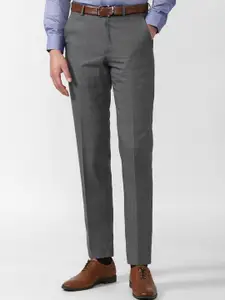 Van Heusen Men Grey Checked Formal Trousers