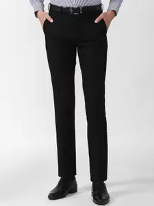 Van Heusen Men Black Solid Slim Fit Formal Trousers
