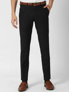 Van Heusen Men Black Textured Slim Fit Trouser
