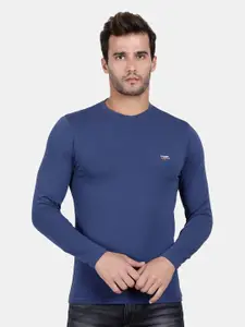 t-base Men Blue Solid Crew Neck T-shirt