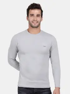 t-base Men Grey Solid Cotton T-shirt