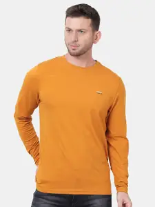 t-base Men Yellow Solid Cotton T-shirt