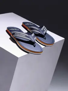 Jack & Jones Men Blue & Orange Printed Slip-On