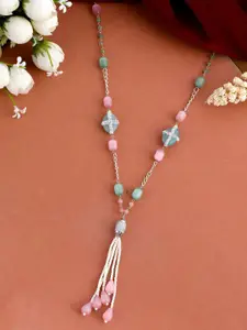DASTOOR White & Pink Brass Silver-Plated Necklace