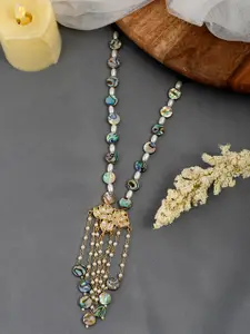 DASTOOR Women White & Green Brass Gold-Plated Necklace