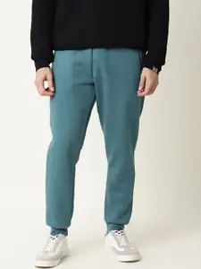 RARE RABBIT Men Turquoise Blue Solid Slim-Fit Cotton Track Pants