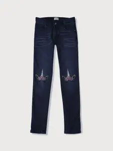 Gini and Jony Girls Navy Blue Slash Knee Jeans