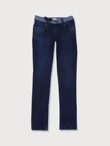 Gini and Jony Girls Navy Blue Solid Mid Rise Jeans