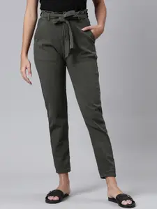 ZHEIA Women Green Relaxed Fit High-Rise Jeans