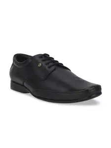 Liberty Men Black Textured Leather Derby Formal Shoes