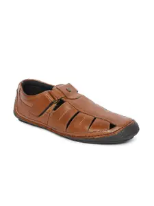 Buckaroo Men Tan Brown Leather Fisherman Sandals