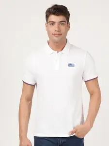 Wrangler Men White Polo Collar T-shirt