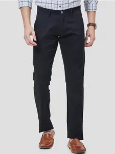 Oxemberg Men Black Smart Slim Fit Trousers