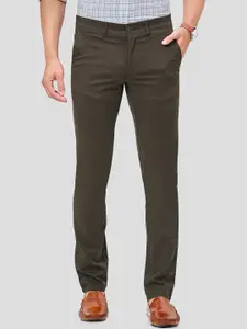 Oxemberg Men Olive Green Smart Slim Fit Chinos Trousers