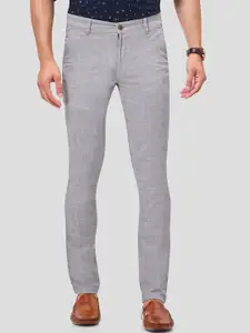 Oxemberg Men Grey Smart Slim Fit Trousers