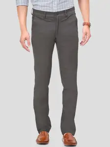 Oxemberg Men Grey Smart Slim Fit Trouser