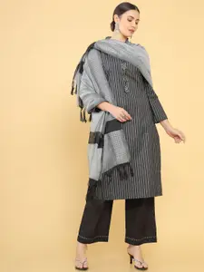 Soch Black & Grey Unstitched Dress Material
