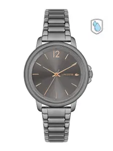 Lacoste Women Grey Brass Dial & Grey Stainless Steel Bracelet Style Straps Analogue Watch