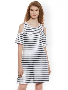 Belle Fille Women White Striped T-shirt Dress