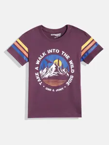 Gini and Jony Boys Graphic & Typography Printed Pure Cotton T-shirt