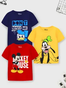 YK Disney Boys Pack Of 3 Mickey & Friends Printed T-shirt