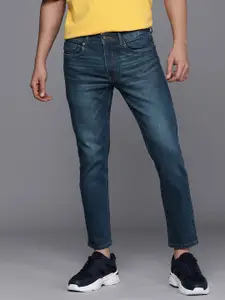 Louis Philippe Jeans Men Blue Smart Slim Fit Low-Rise Heavy Fade Stretchable Jeans