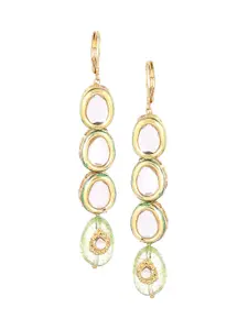Biba Gold-Toned & Green Contemporary Drop Earrings