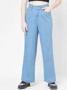 Kraus Jeans Women Blue Wide Leg High-Rise Jeans