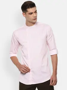 V Dot Men Pink Slim Fit Printed Casual Shirt