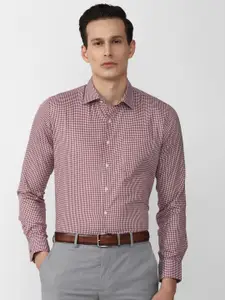 Van Heusen Men Pink Slim Fit Micro Checks Checked Pure Cotton Casual Shirt
