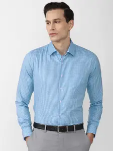 Van Heusen Men Blue Micro Check Slim Fit Casual Shirt