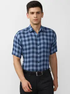 Van Heusen Men Blue Buffalo Checks Checked Formal Shirt