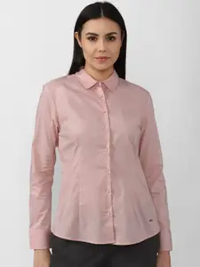 Van Heusen Woman Peach-Coloured Formal Shirt