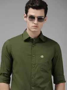U.S. Polo Assn. U S Polo Assn Men Olive Green Tailored Fit Pure Cotton Casual Shirt