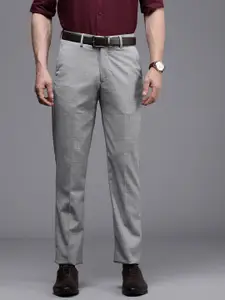 Louis Philippe Men Grey Slim Fit Formal Trousers
