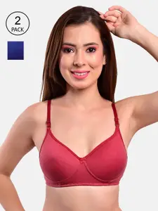 LOTUSLEAF Women's Everyday Solid Cotton Padded Bra Combo Pack of - 2