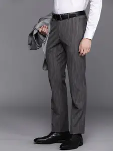 Louis Philippe Men Striped Slim Fit Formal Trousers