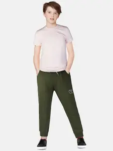 Palm Tree Boys Olive Solid Cotton Joggers