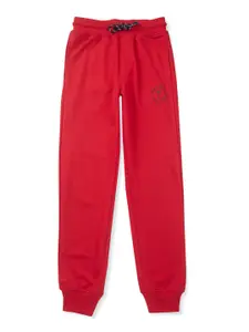Palm Tree Boys Red Solid Cotton Joggers