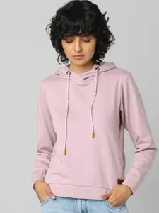 ONLY Women Purple Cotton Long Sleeves Hooded  Sweatshirt