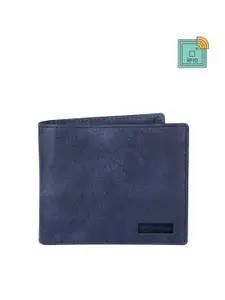 Provogue Men Blue Textured Leather Two Fold Wallet