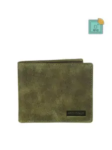 Provogue Men Green Textured Leather Two Fold Wallet