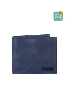 Provogue Men Blue & Black Textured Leather Two Fold Wallet