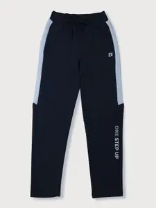 Gini and Jony Boys Navy Blue Solid Cotton Track Pants