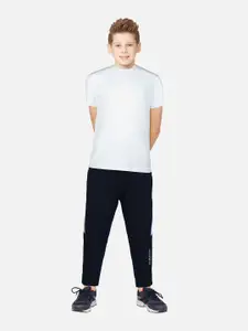 Gini and Jony Boys Navy-Blue Solid Cotton Track Pant