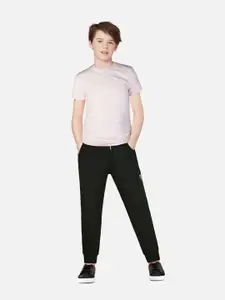 Gini and Jony Kids Boys Olive Green Solid Cotton Joggers