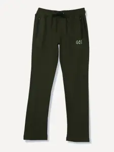 Gini and Jony Boys Olive Solid Cotton Track Pants