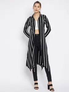 Hypernation Women Black & White Striped Longline Shrug
