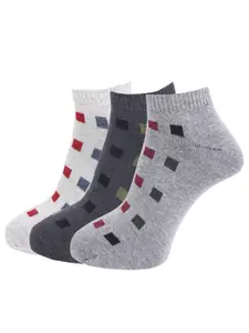 Dollar Socks Men Grey & Charcoal Pack Of 3  Ankle-Length Socks