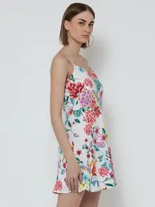 DODO & MOA White Floral Crepe Dress